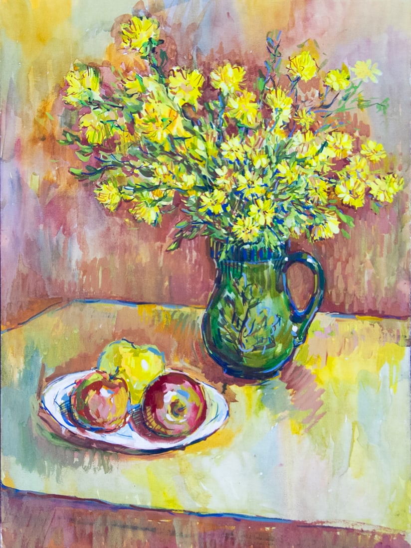 Still life with apples - watercolor: Title: Still life with apples - watercolorDescription: Artist: Kurilko Irina Date/Period: 2010 Materials: Watercolor, paper Dimensions: 61 x 48 cm (24" x 18,8") The watercolor will be neatly rolled