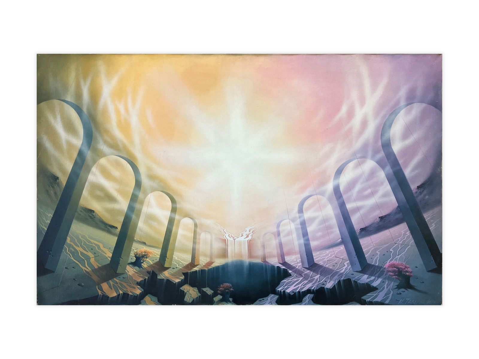 The ephemeral gate - oil painting: Title: The ephemeral gate - oil paintingDescription: Artist: Taverovsky Igor Date/Period: 2005 Materials: Oil on canvas Dimensions: 74 x 120 cm (29 x 47 inches) Certificate of authenticity (COA)