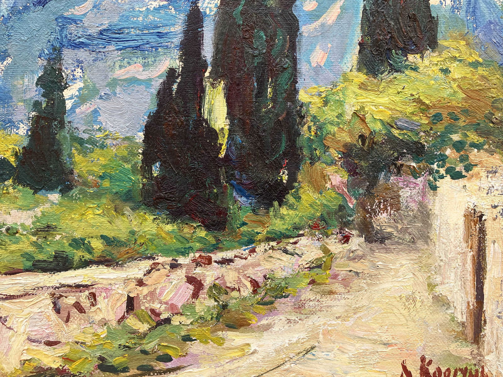 Road in the mountains - oil painting - 3