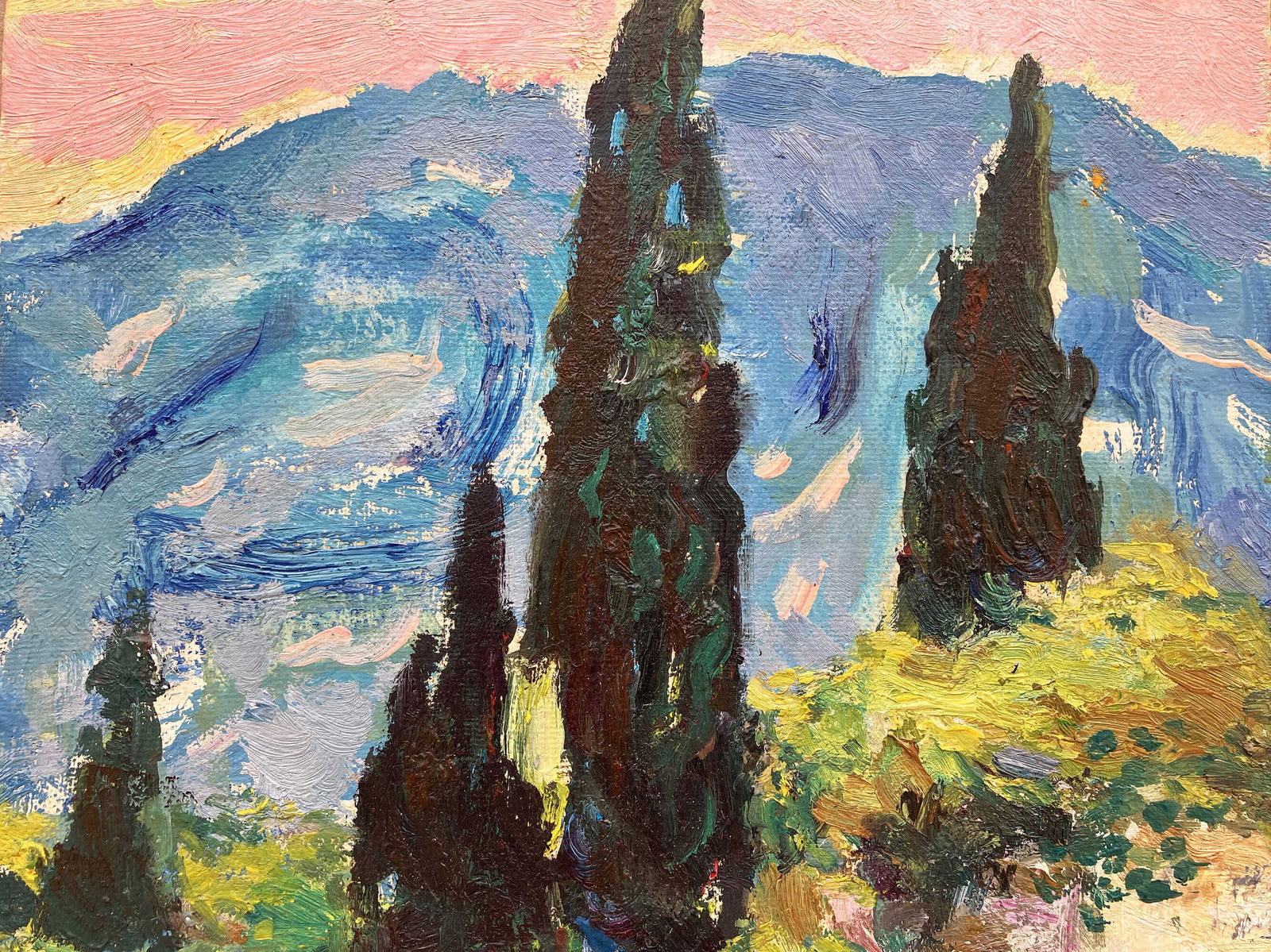 Road in the mountains - oil painting - 4