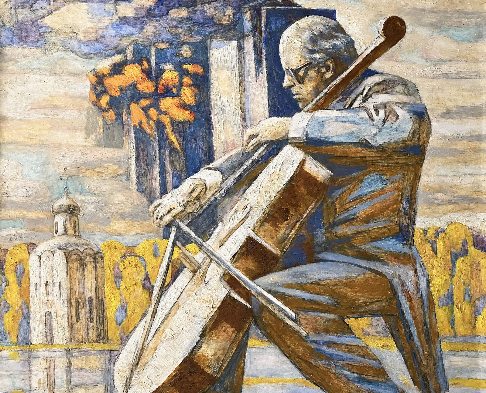 September 11, Rostropovich - oil painting - 2