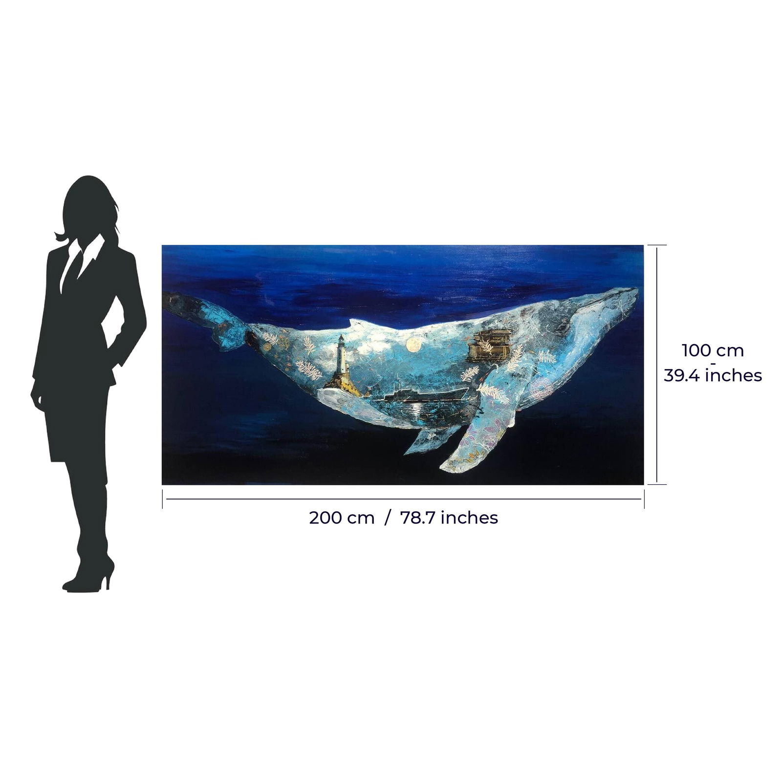 Blue whale - acrylic, canvas - 5