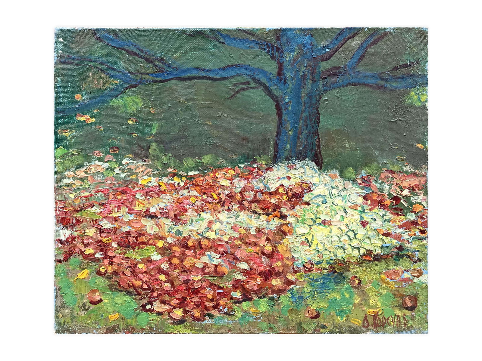 Apples - oil painting: Title: Apples - oil paintingDescription: Artist: Dmitry Korsun Date/Period: 2003 Materials: Oil on canvas Dimensions: 24.5 x 30 cm Embrace the beauty of the autumn season with Dmitry Korsun's