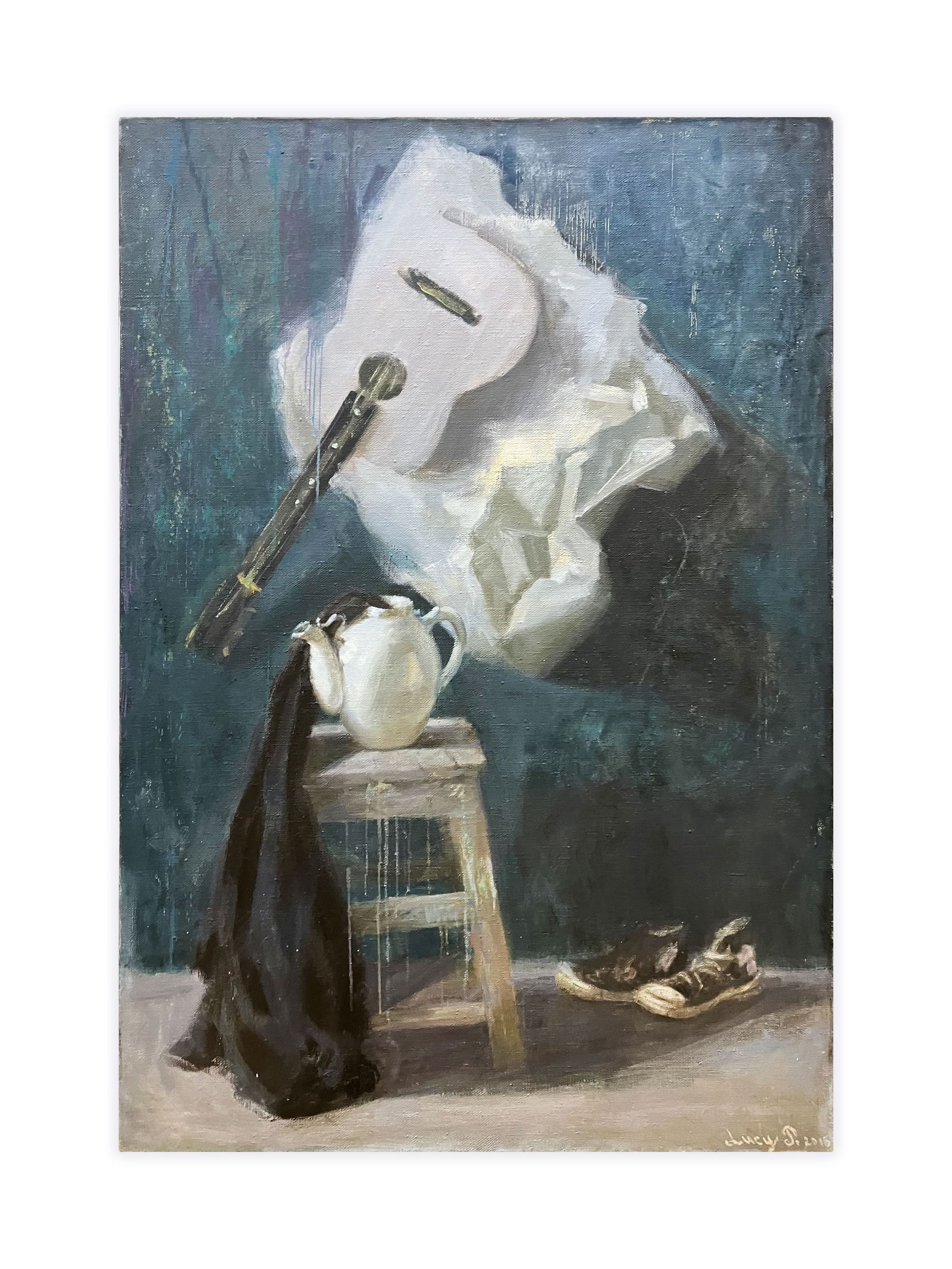 Still life with guitar - oil painting: Title: Still life with guitar - oil paintingDescription: Artist: Lyusya Petrik Date/Period: 2017 Materials: Oil on canvas Dimensions: 130 x 90 cm (51,2' x 35,4' in) Certificate of authenticity