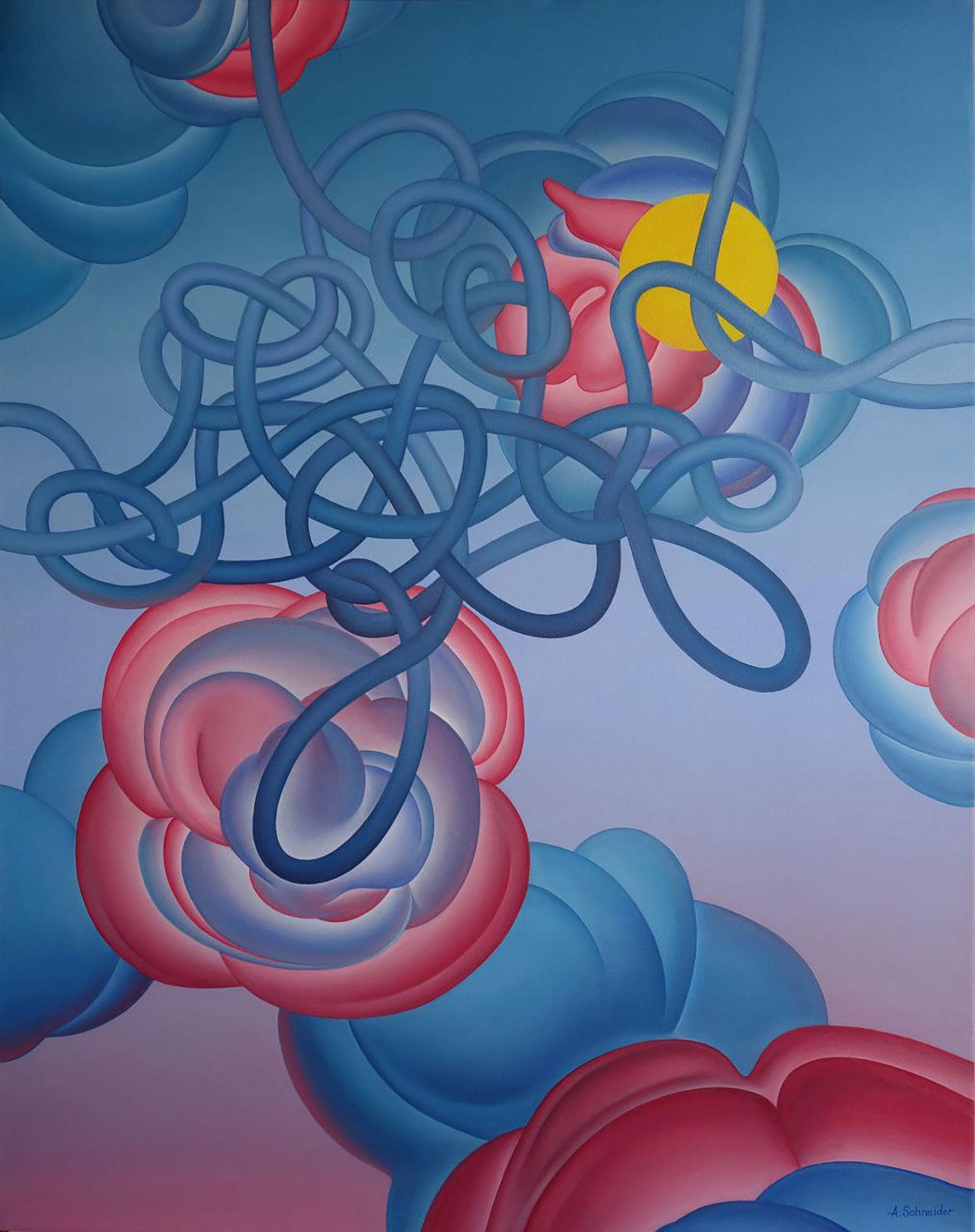 Cloudy journey of the hummingbird - oil painting - 4