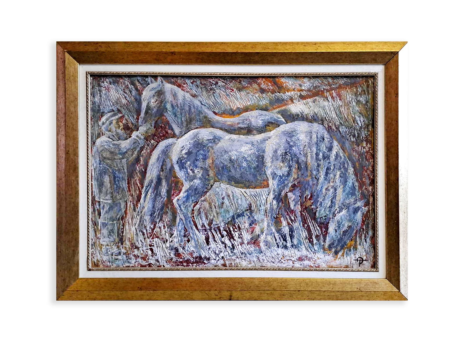 Feeding horses - oil painting (1 of 5)