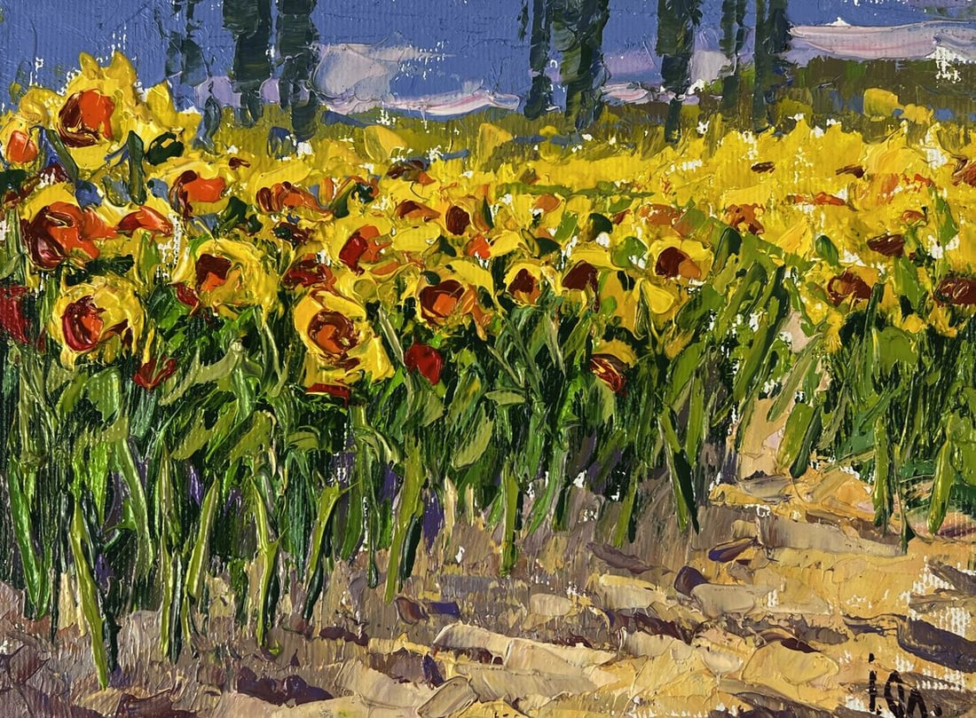 Oil painting A walk through a field of sunflowers Oleksiy Ivanyuk - 3