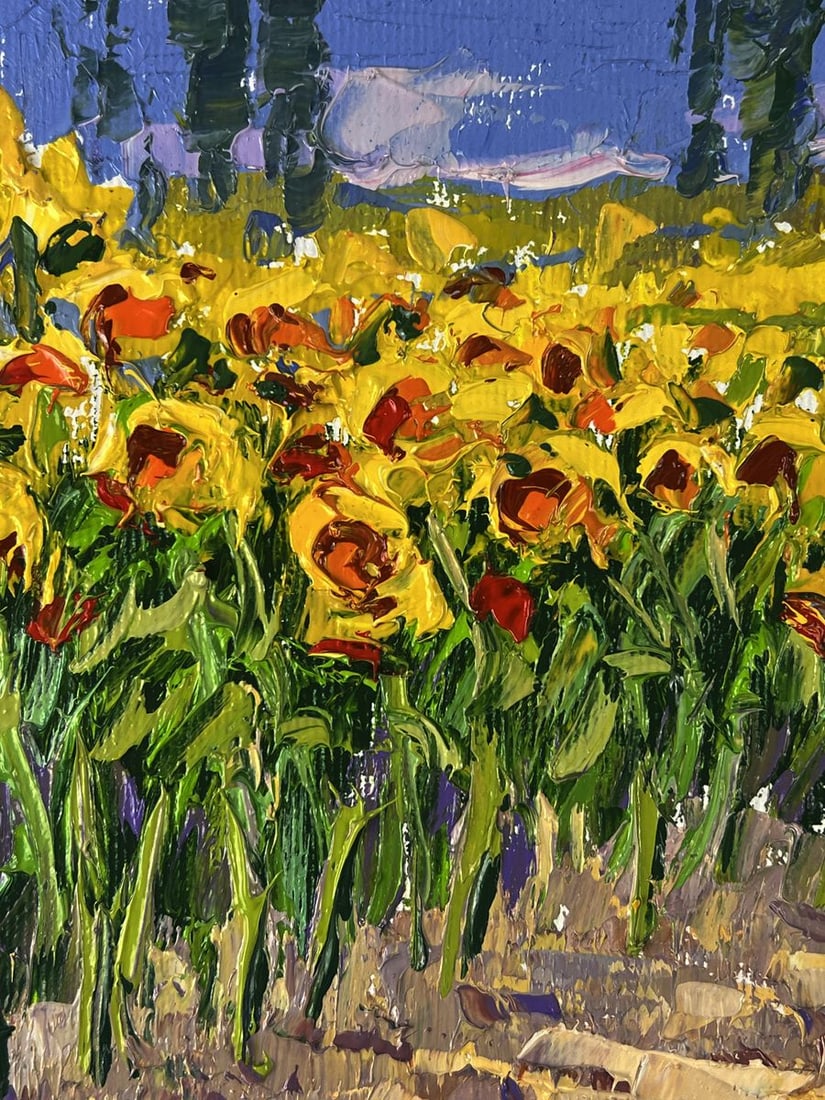 Oil painting A walk through a field of sunflowers Oleksiy Ivanyuk - 4
