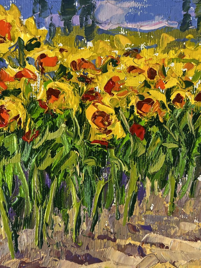 Oil painting A walk through a field of sunflowers Oleksiy Ivanyuk - 5