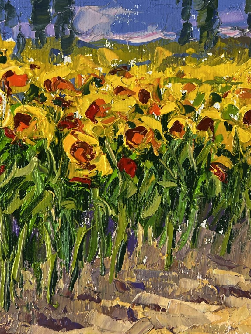 Oil painting A walk through a field of sunflowers Oleksiy Ivanyuk - 6