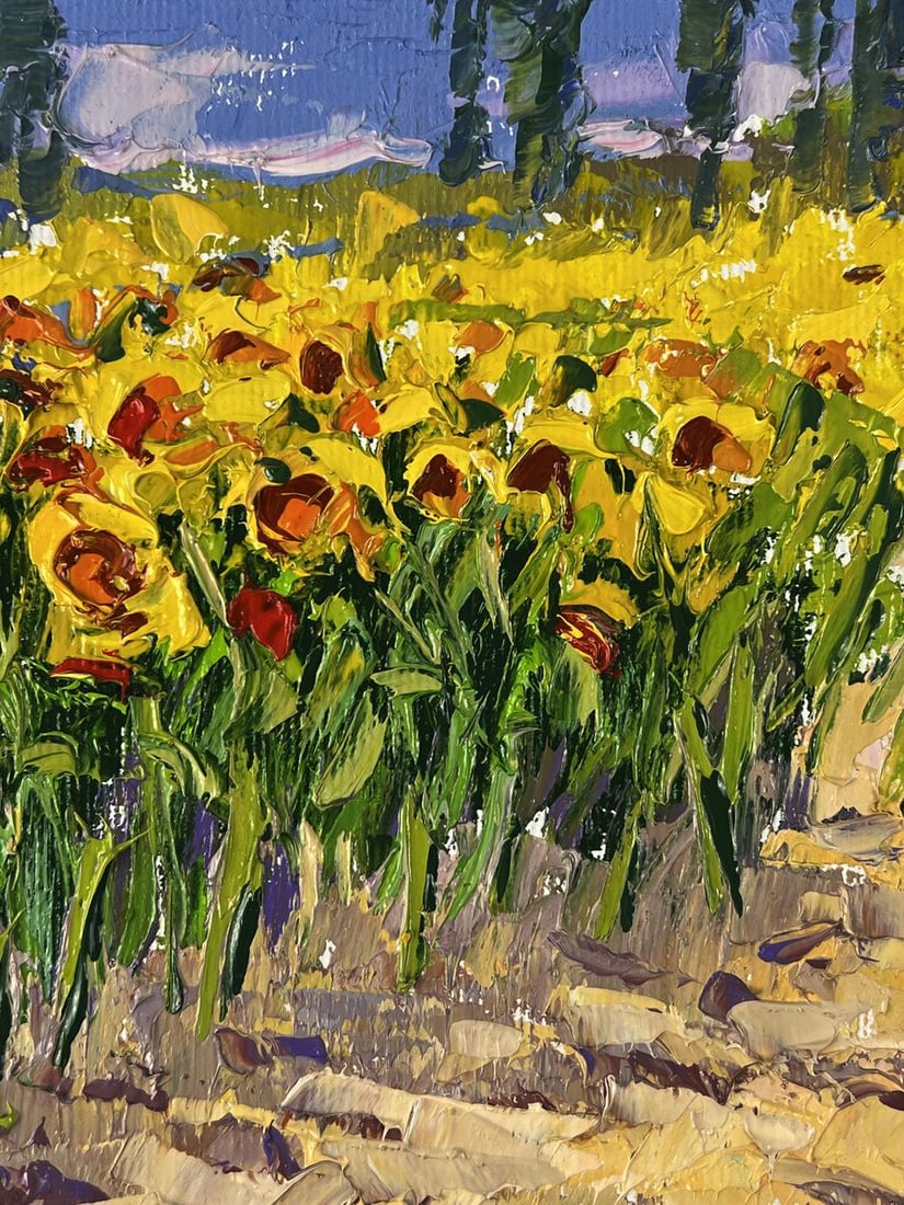 Oil painting A walk through a field of sunflowers Oleksiy Ivanyuk - 7