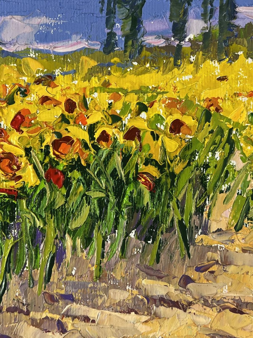 Oil painting A walk through a field of sunflowers Oleksiy Ivanyuk - 8