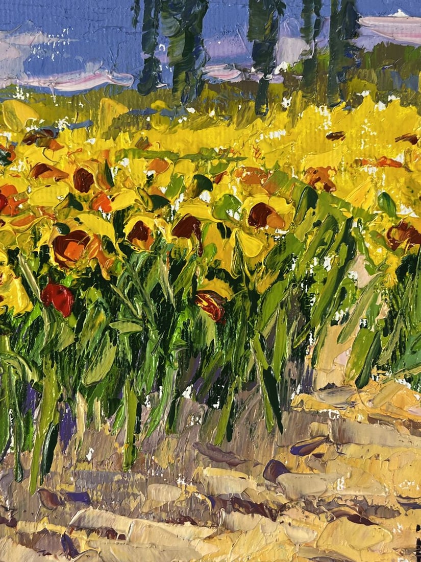 Oil painting A walk through a field of sunflowers Oleksiy Ivanyuk - 9