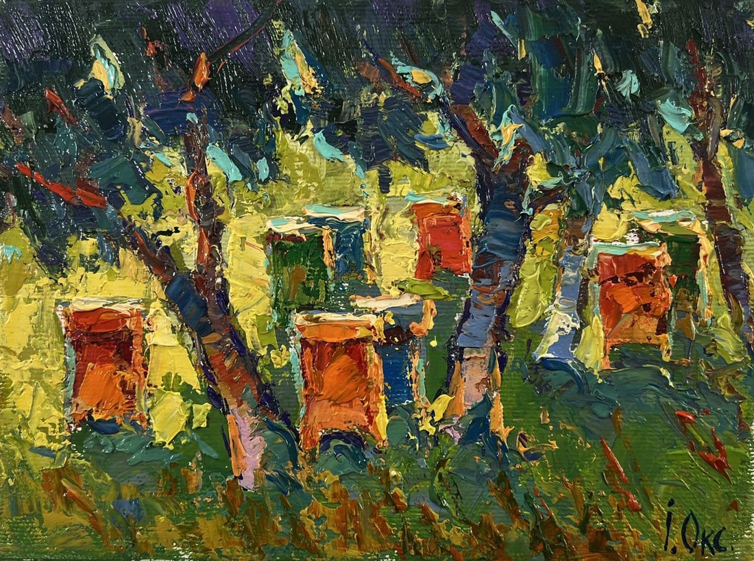 Oil painting Apiary in the forest Oksana Ivanyuk - 3