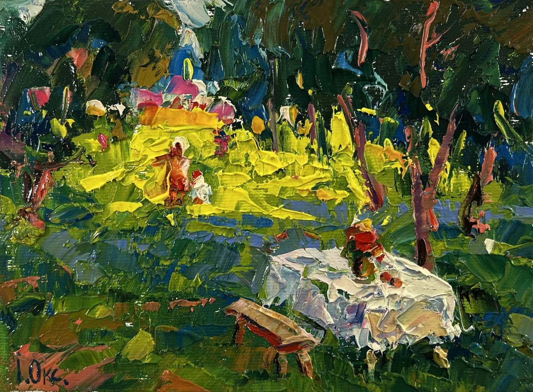 Oil painting In the morning in the clearing Oksana Ivanyuk - 3