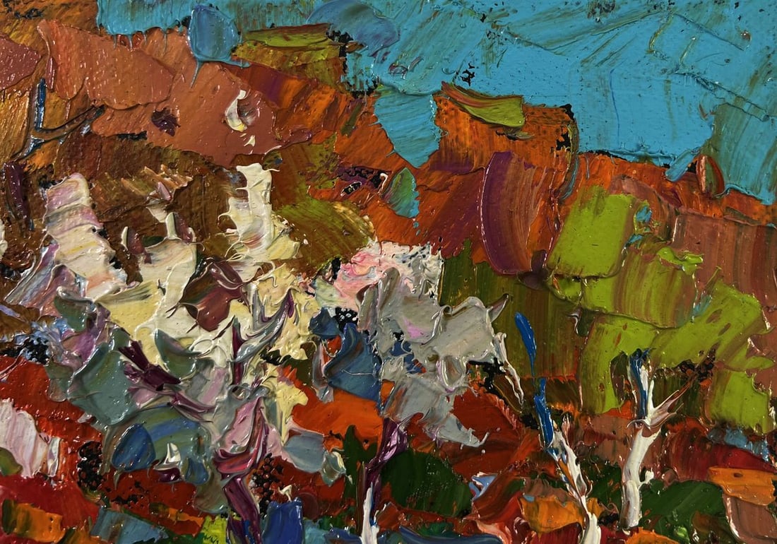 Oil painting Flowering trees in the garden Oksana Ivanyuk - 4