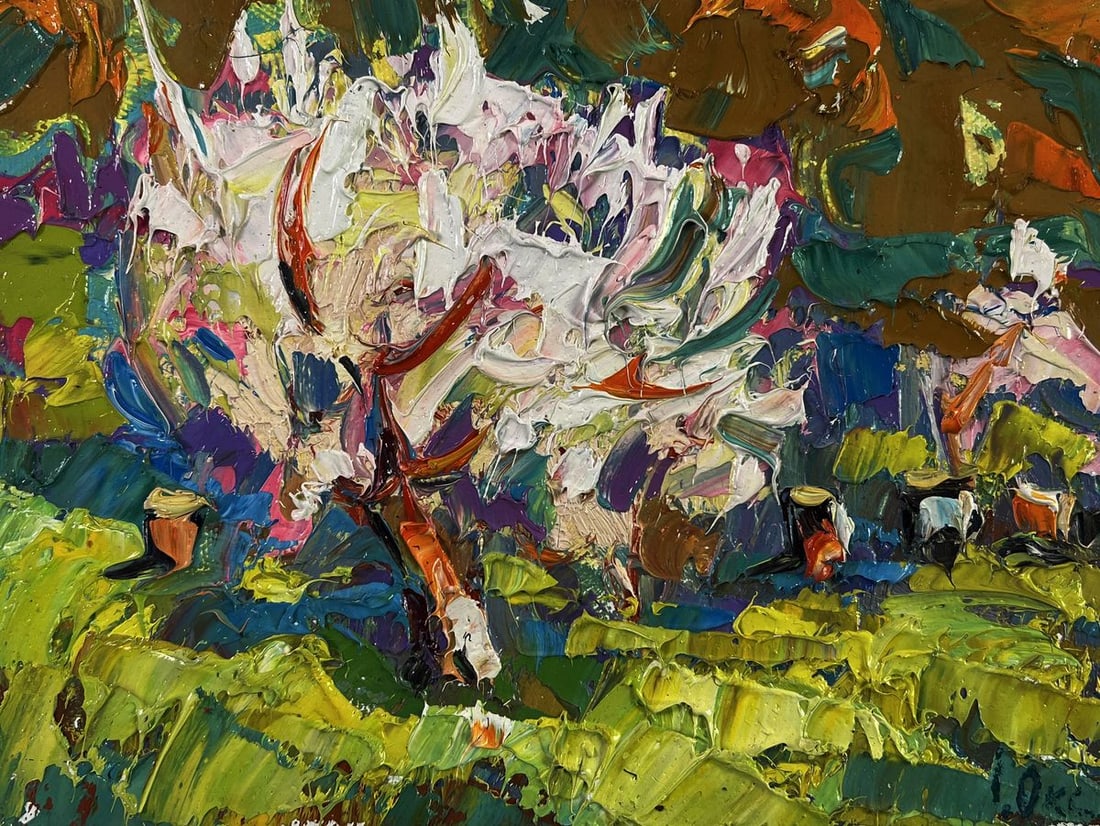 Oil painting Petals dancing in the spring breeze Oksana Ivanyuk - 3