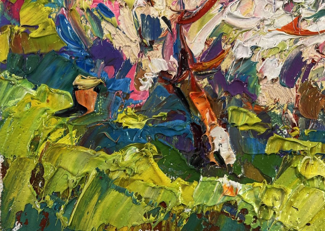 Oil painting Petals dancing in the spring breeze Oksana Ivanyuk - 6