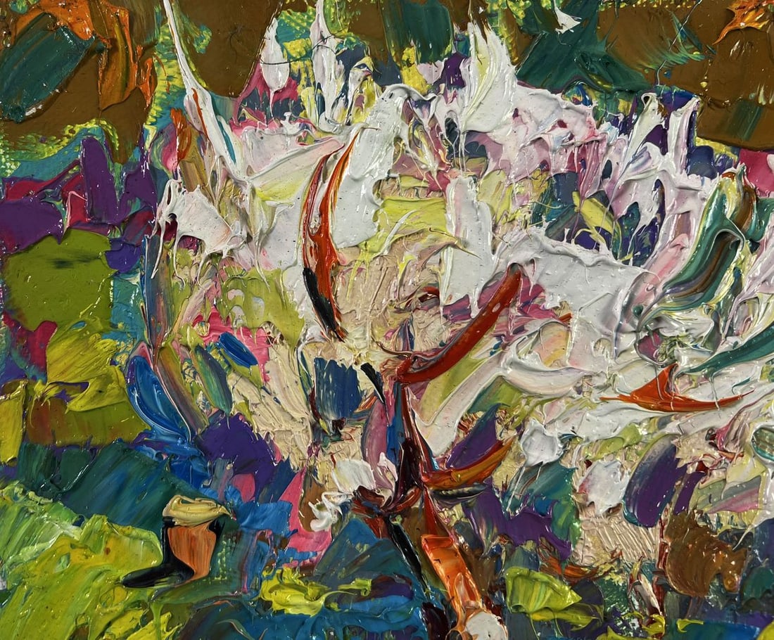 Oil painting Petals dancing in the spring breeze Oksana Ivanyuk - 7