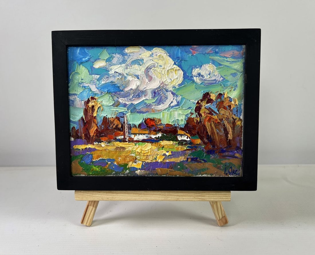 Oil painting Peace of the sky over the quiet earth Oksana Ivanyuk: Title: Oil painting Peace of the sky over the quiet earth Oksana Ivanyuk Description: NoAAA5434The Oil painting on canvas titled "Peace of the sky over the quiet earth" captures the eternal dialogue b