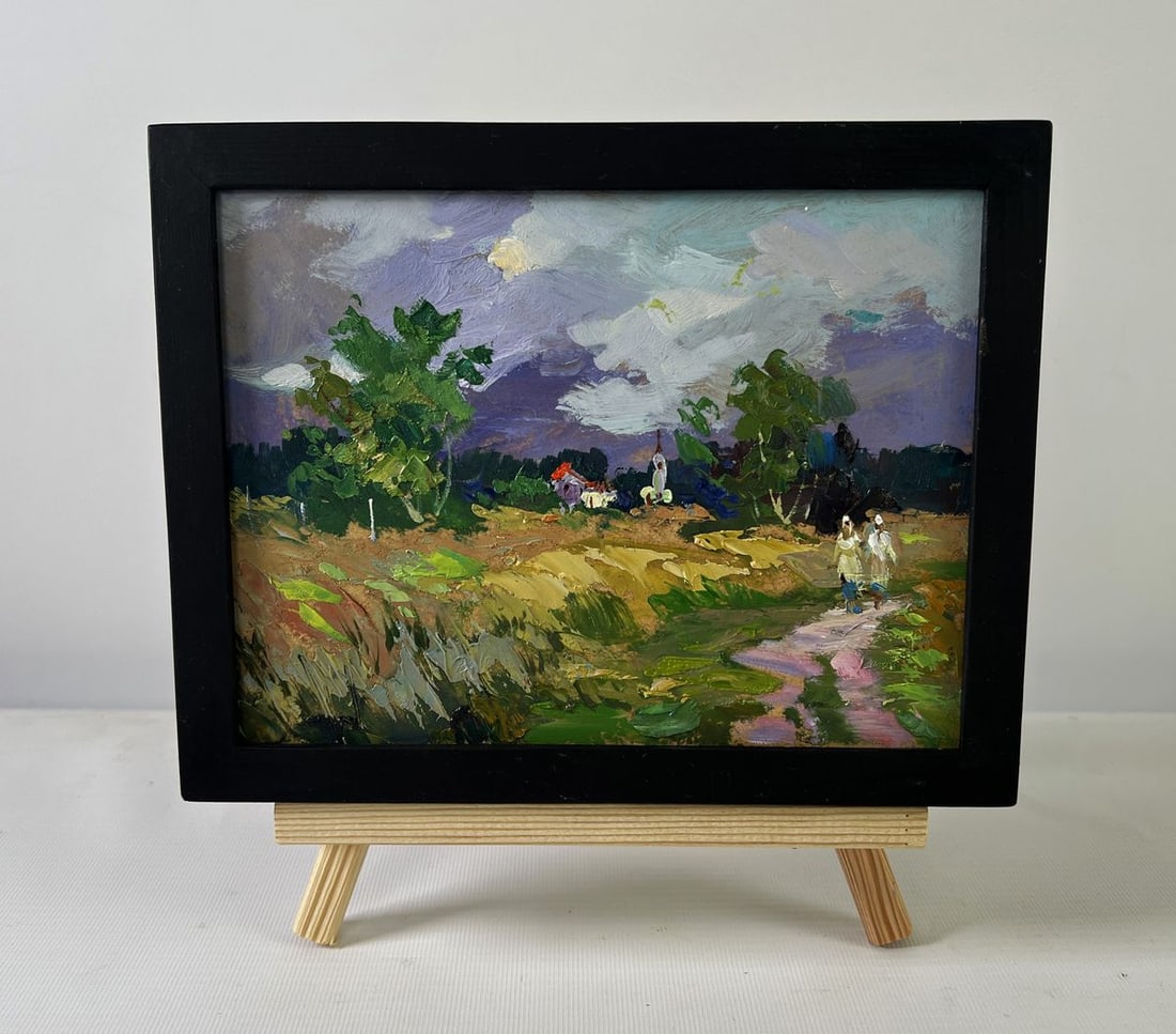 Oil painting Quiet Village in the Endless Expanses Yuriy Suprunchuk: Title: Oil painting Quiet Village in the Endless Expanses Yuriy Suprunchuk Description: NoAAA5542The Oil painting on Cardboard titled "Quiet village in the endless expanses" transports the viewer