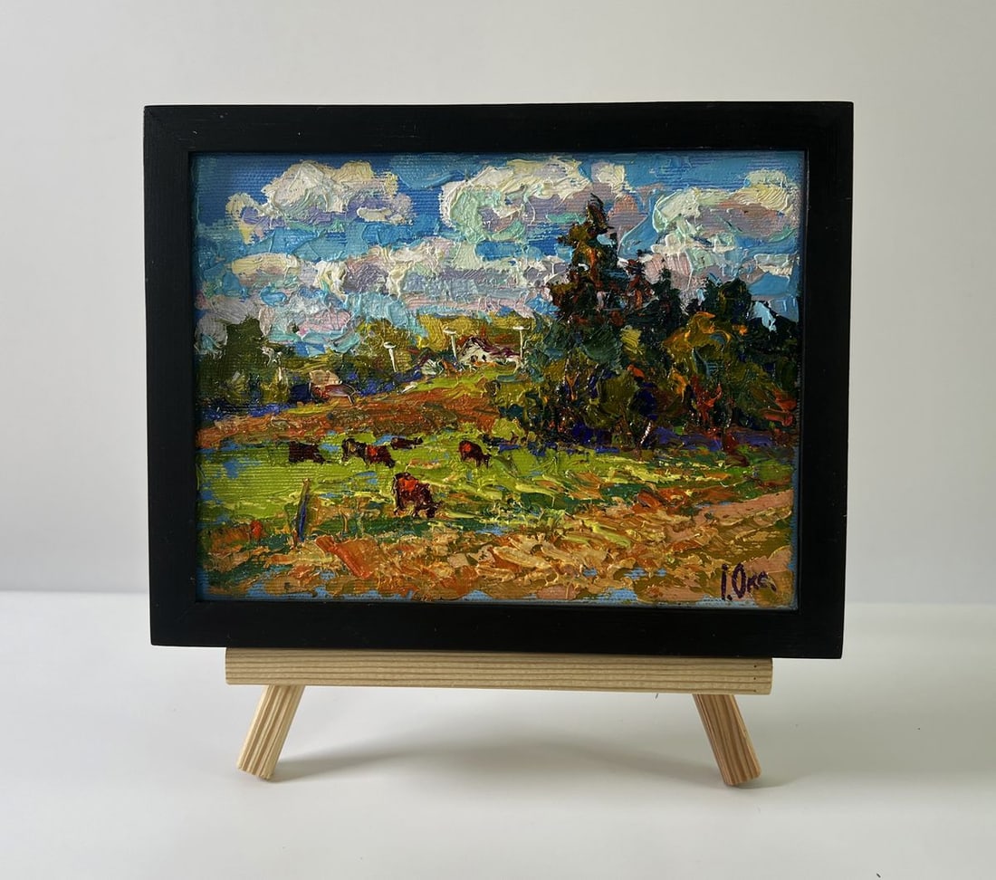 Oil painting A warm summer day Oksana Ivanyuk: Title: Oil painting A warm summer day Oksana Ivanyuk Description: NoAAA5590The Oil painting Canvas titled "A warm summer day" bursts with vitality, encapsulating a landscape where every element of nat