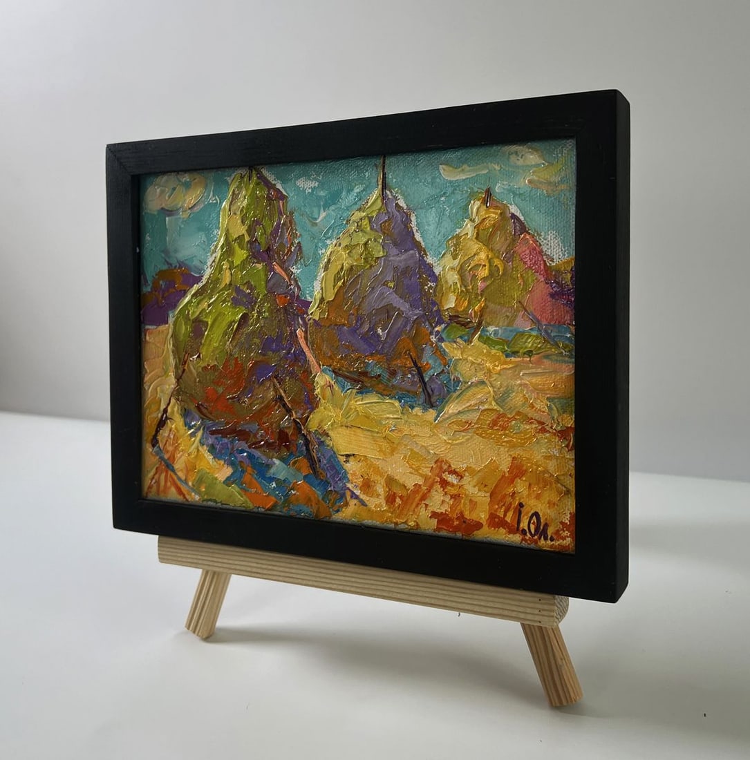 Oil painting Haystacks in a field Oleksiy Ivanyuk - 2