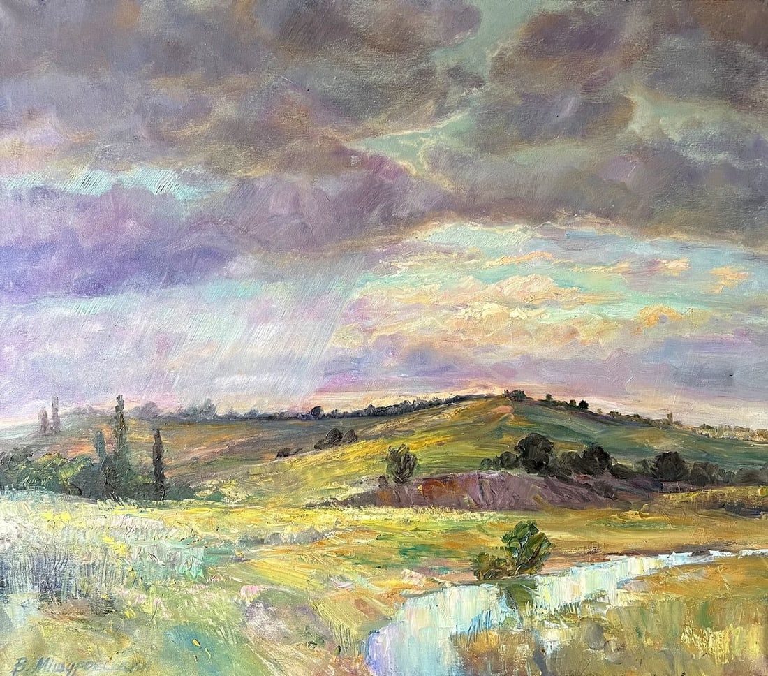 Oil painting Landscape with rain V. Mishurovsky (1 of 11)