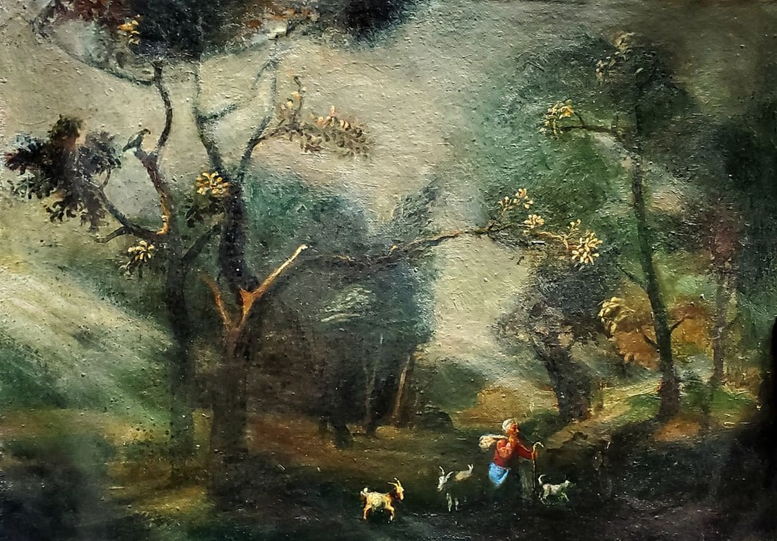 Oil painting Landscape with goats Daniil Litvinov (1 of 6)