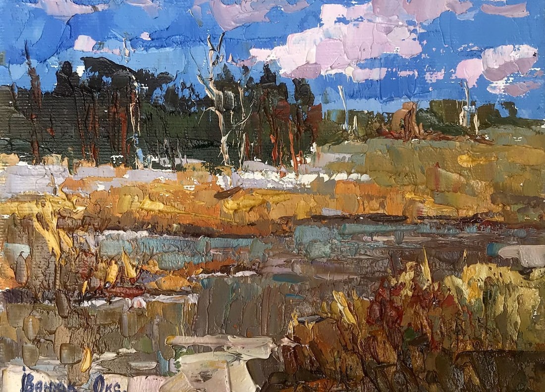 Oil painting Spring is coming soon Oksana Kalenyuk: Title: Oil painting Spring is coming soon Oksana Kalenyuk Description: NoAAA3218The oil painting "Spring is Coming Soon" captures the transitional essence of a landscape on the cusp of seasonal change