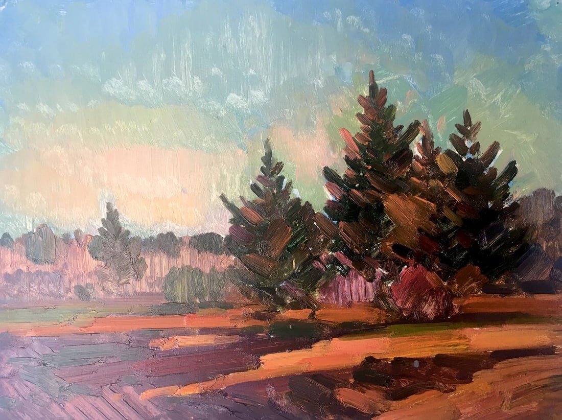 Oil painting Evening landscape Peter Tovpev (1 of 12)
