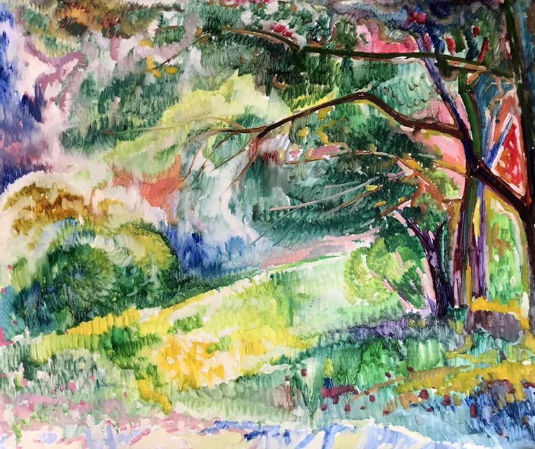 Oil painting A hot summer day Peter Tovpev: Title: Oil painting A hot summer day Peter Tovpev Description: NoAAA2736 The oil painting portrays a serene landscape, executed in the characteristic style of Impressionism. The canvas is dominated by