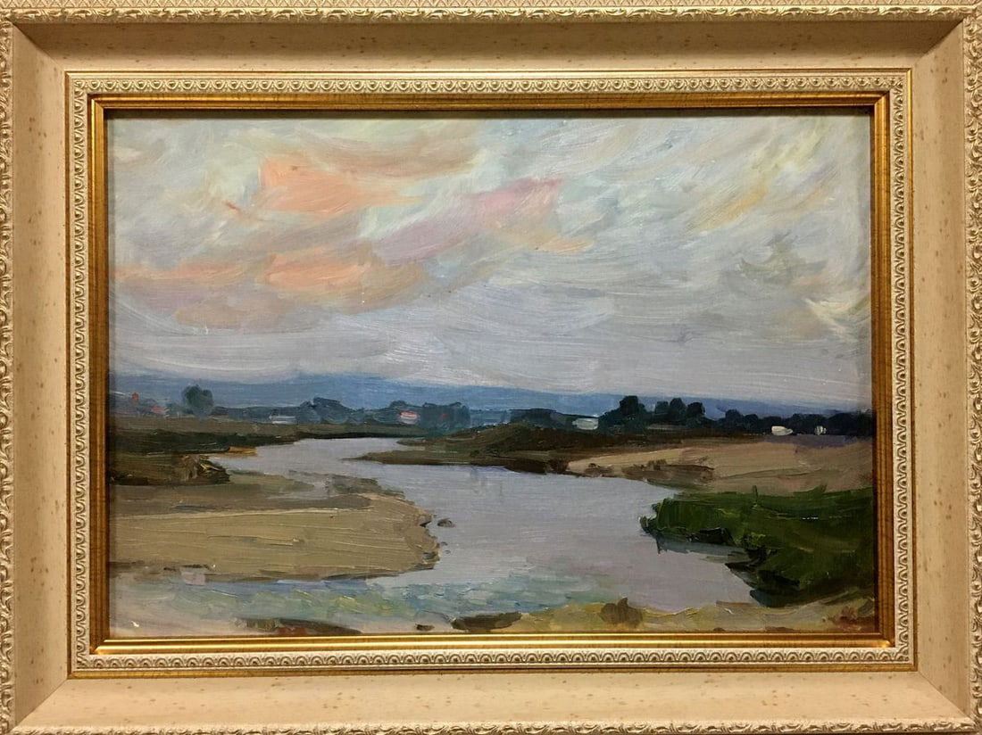 Oil painting River flows Trokhimenko Karpo Demyanovych: Title: Oil painting River flows Trokhimenko Karpo Demyanovych Description: NoVern 323 *** ABOUT THIS PAINTING *** * TITLE: "River flows" * ARTISTS: Trokhimenko Karpo Demyanovych ( without sigh) * SIZE