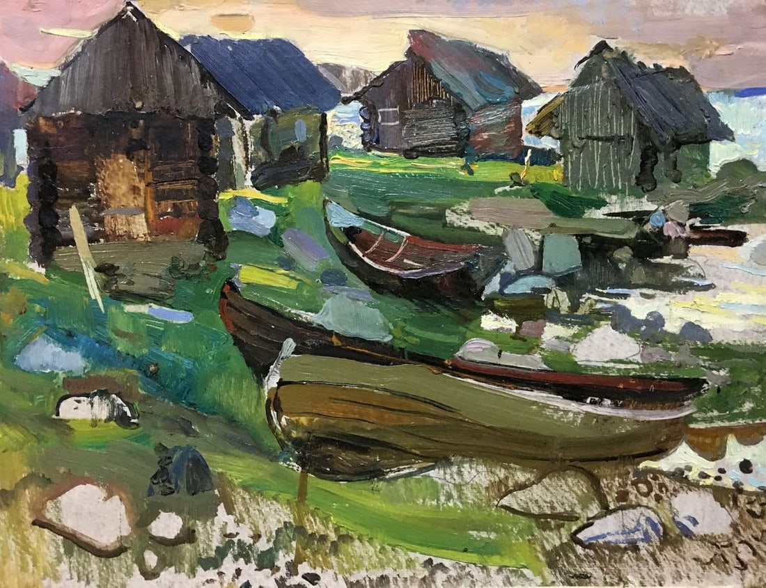 Oil painting Boat mooring (1 of 8)