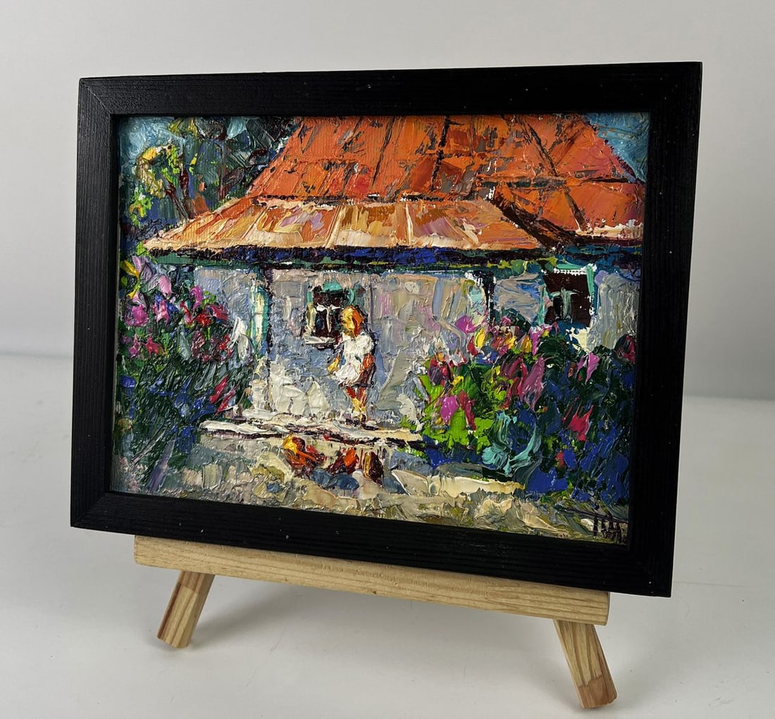 Oil painting Chickens in the Yard Oleksiy Ivanyuk - 2