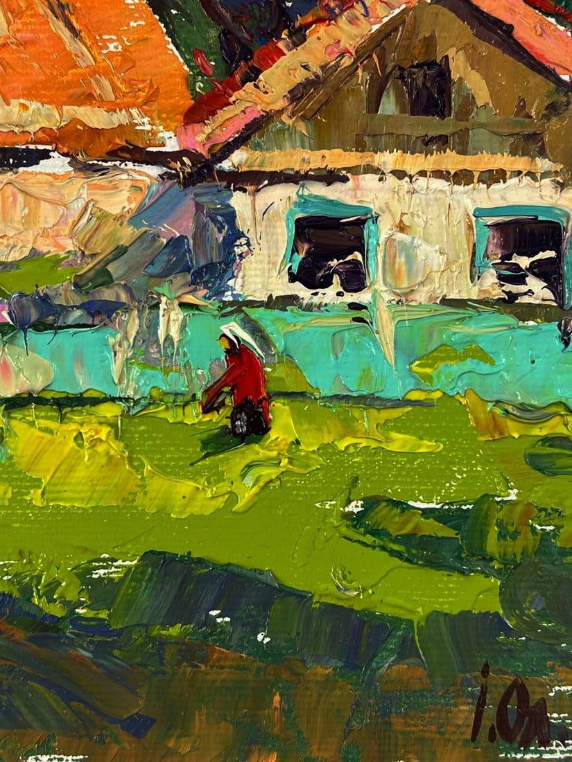 Oil painting A cow is walking around the village Oleksiy Ivanyuk - 10