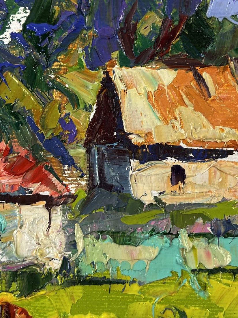 Oil painting A cow is walking around the village Oleksiy Ivanyuk - 4