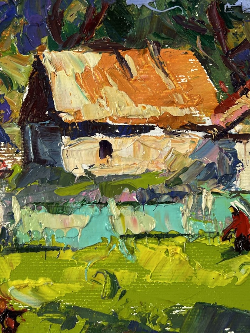 Oil painting A cow is walking around the village Oleksiy Ivanyuk - 6