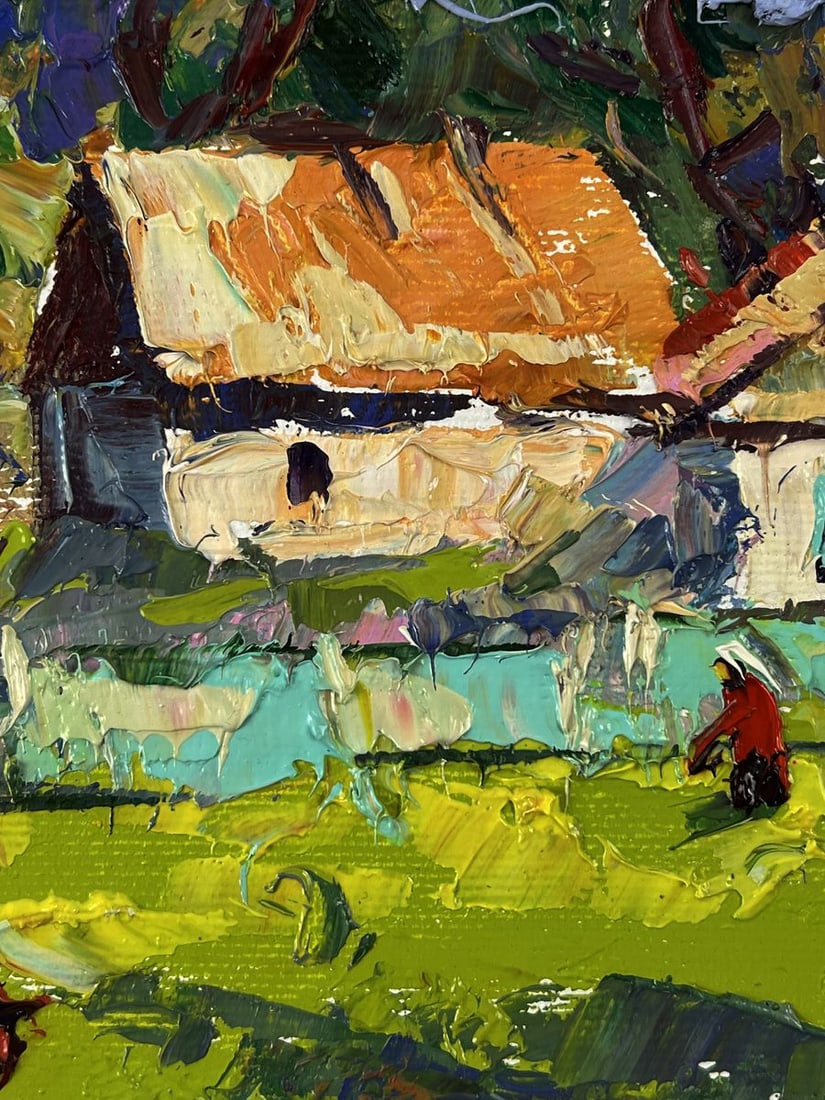 Oil painting A cow is walking around the village Oleksiy Ivanyuk - 7