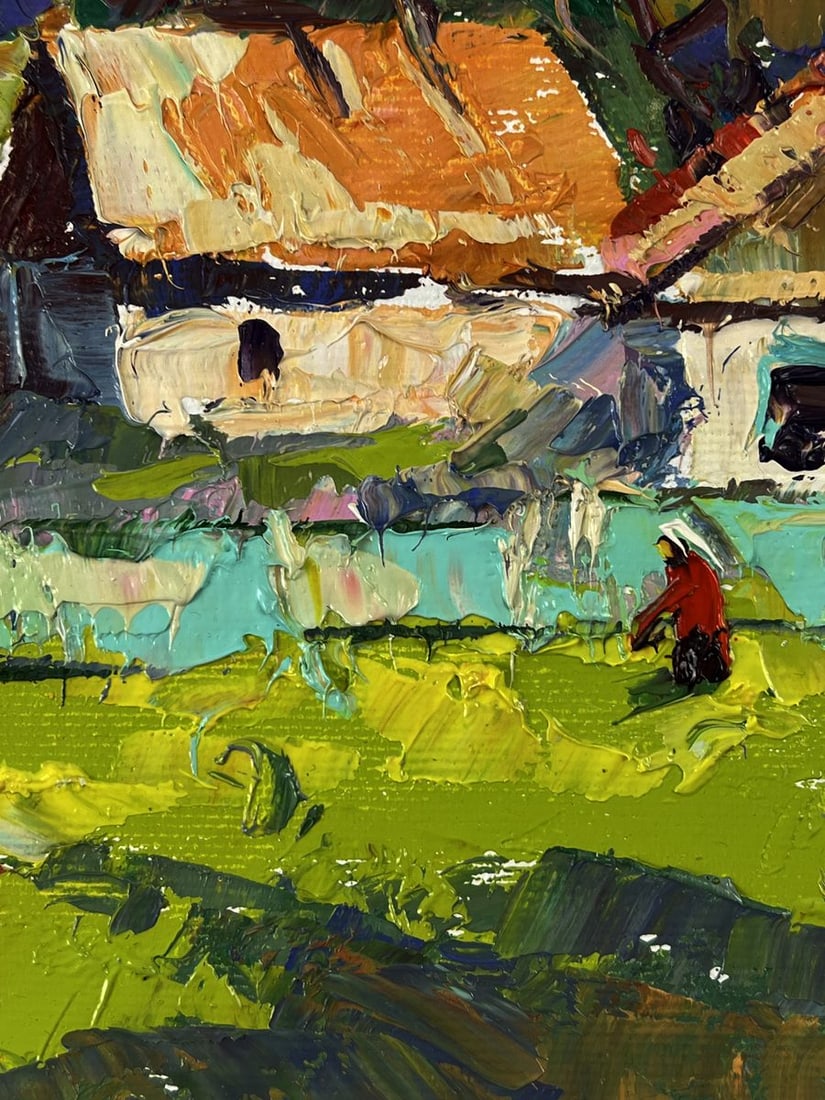 Oil painting A cow is walking around the village Oleksiy Ivanyuk - 8