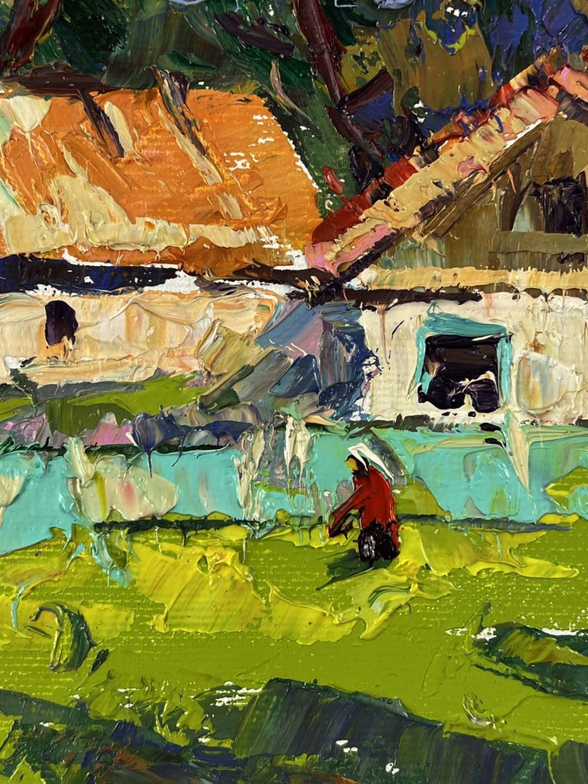 Oil painting A cow is walking around the village Oleksiy Ivanyuk - 9