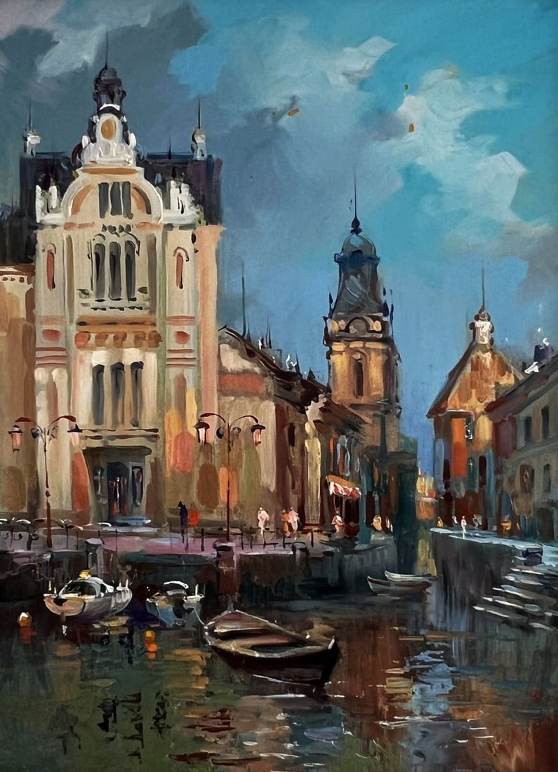 Oil painting City with a river Yuriy Suprunchuk - 3