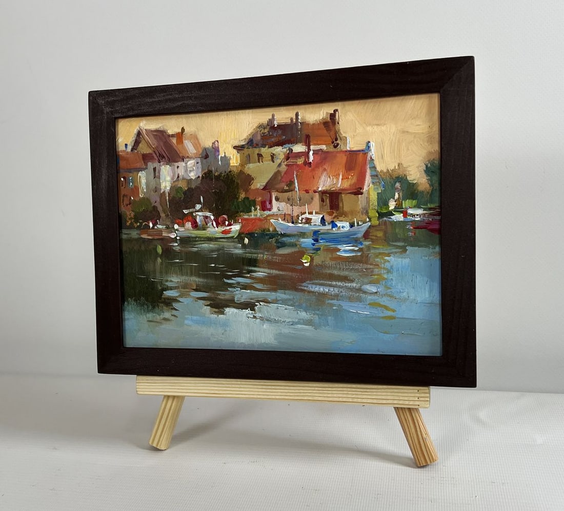 Oil painting Sunset glow over the rooftops Yuriy Suprunchuk - 2