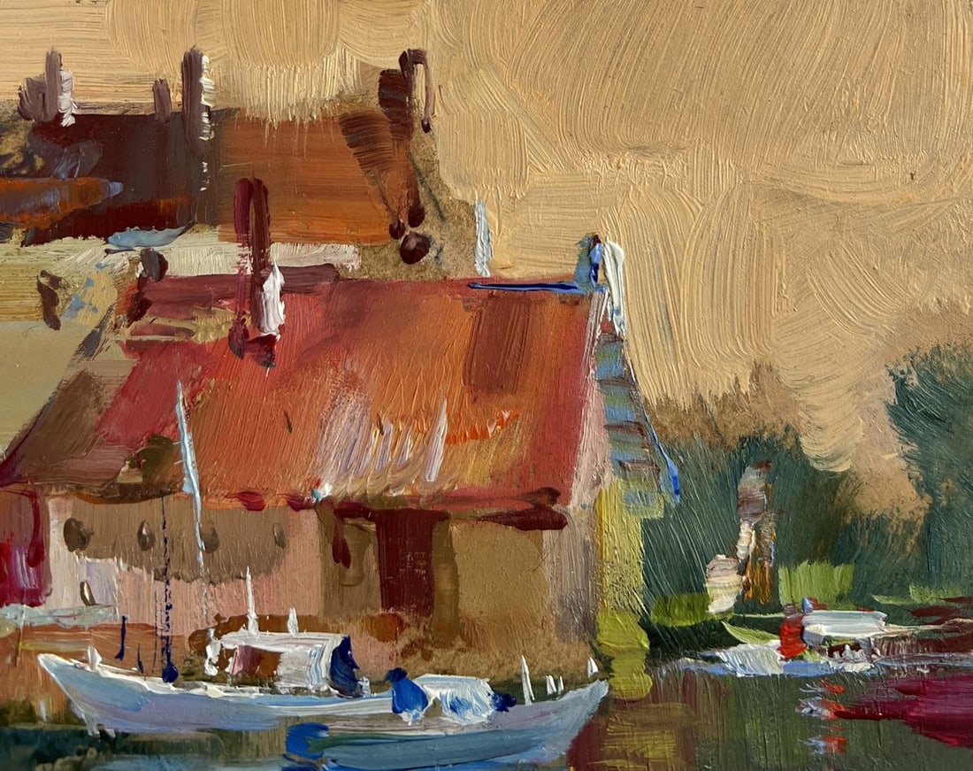 Oil painting Sunset glow over the rooftops Yuriy Suprunchuk - 4