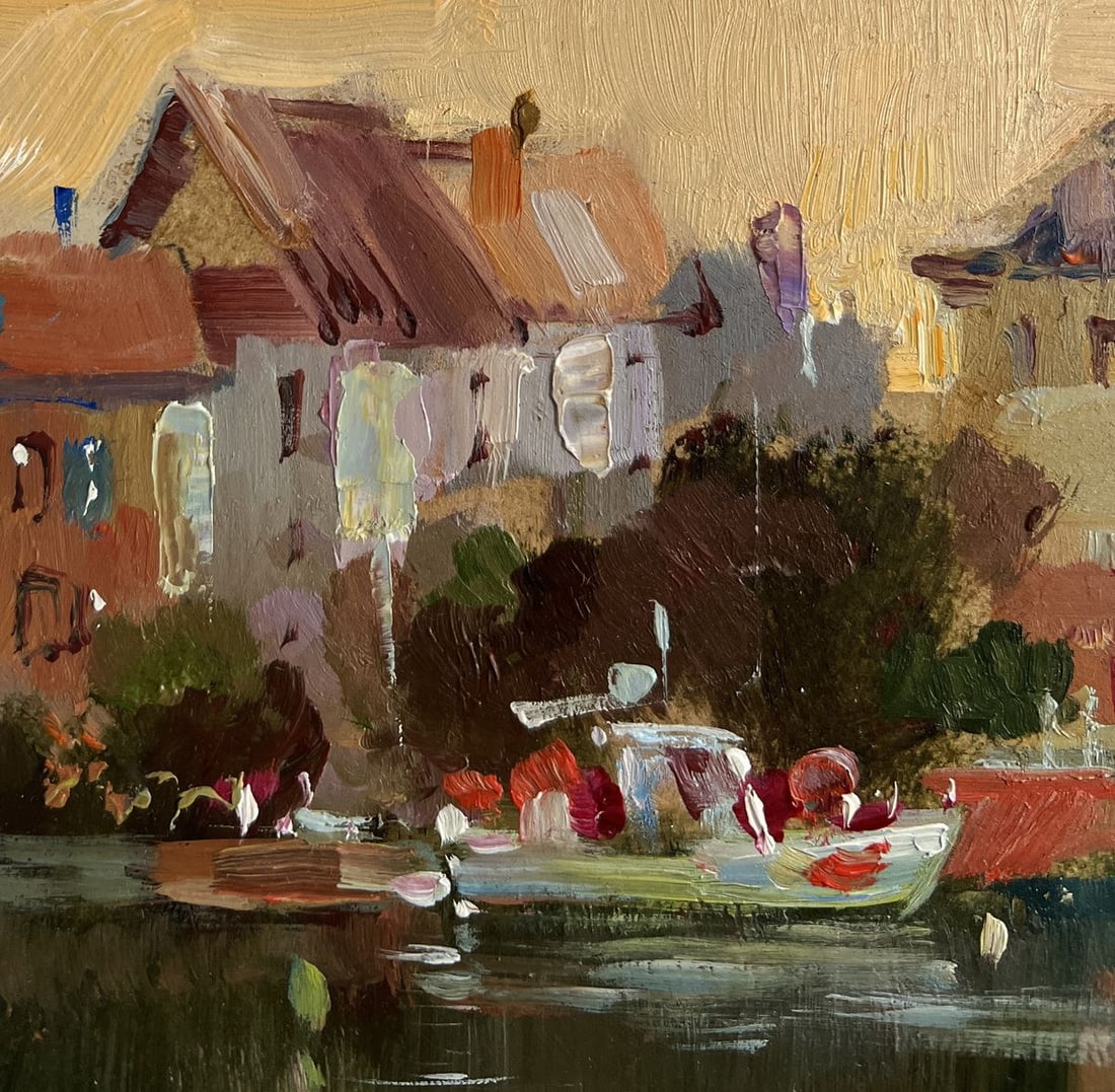 Oil painting Sunset glow over the rooftops Yuriy Suprunchuk - 5