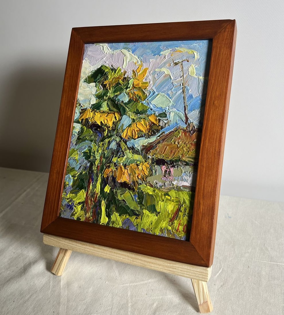 Oil painting Sunflowers near the house Oksana Kalenyuk - 2