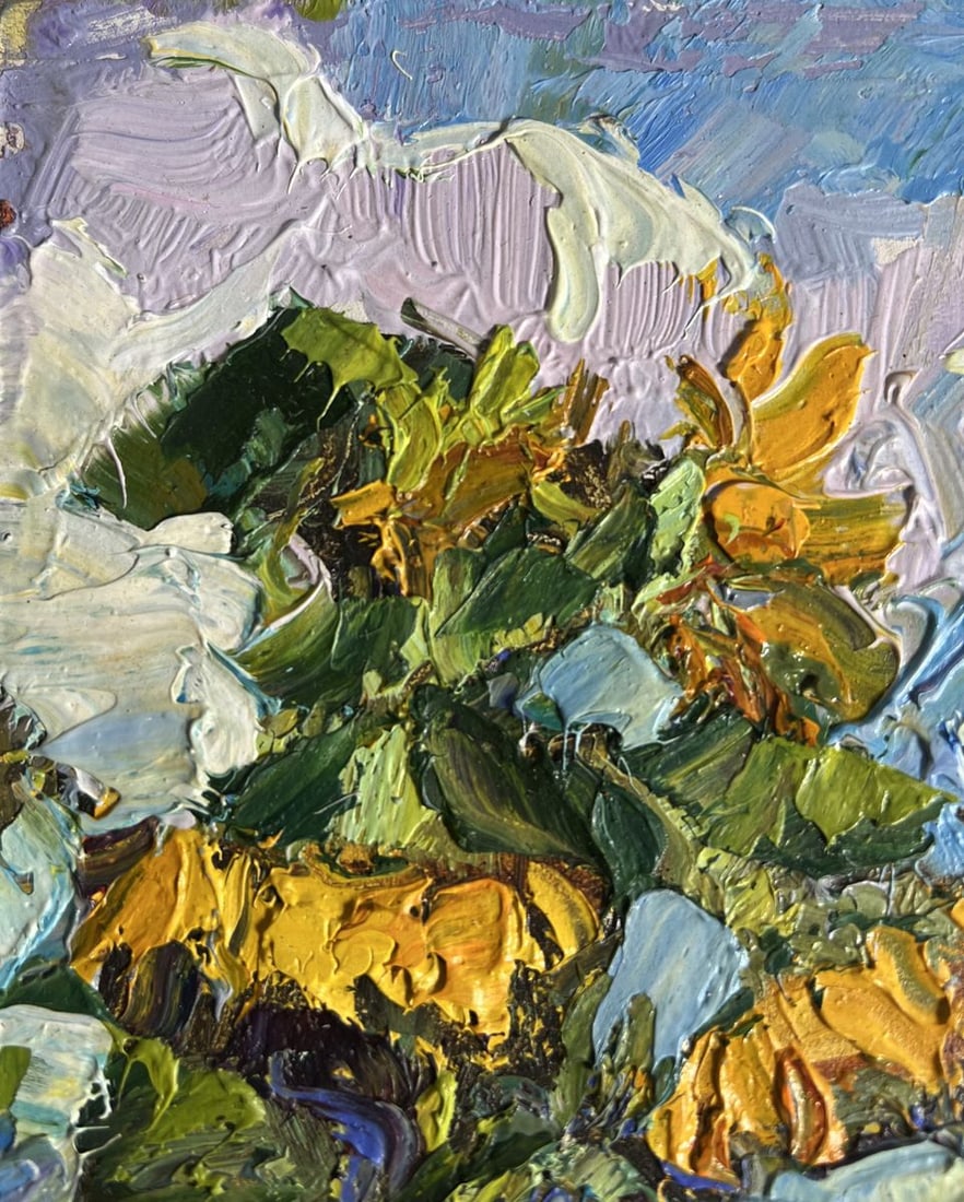 Oil painting Sunflowers near the house Oksana Kalenyuk - 4