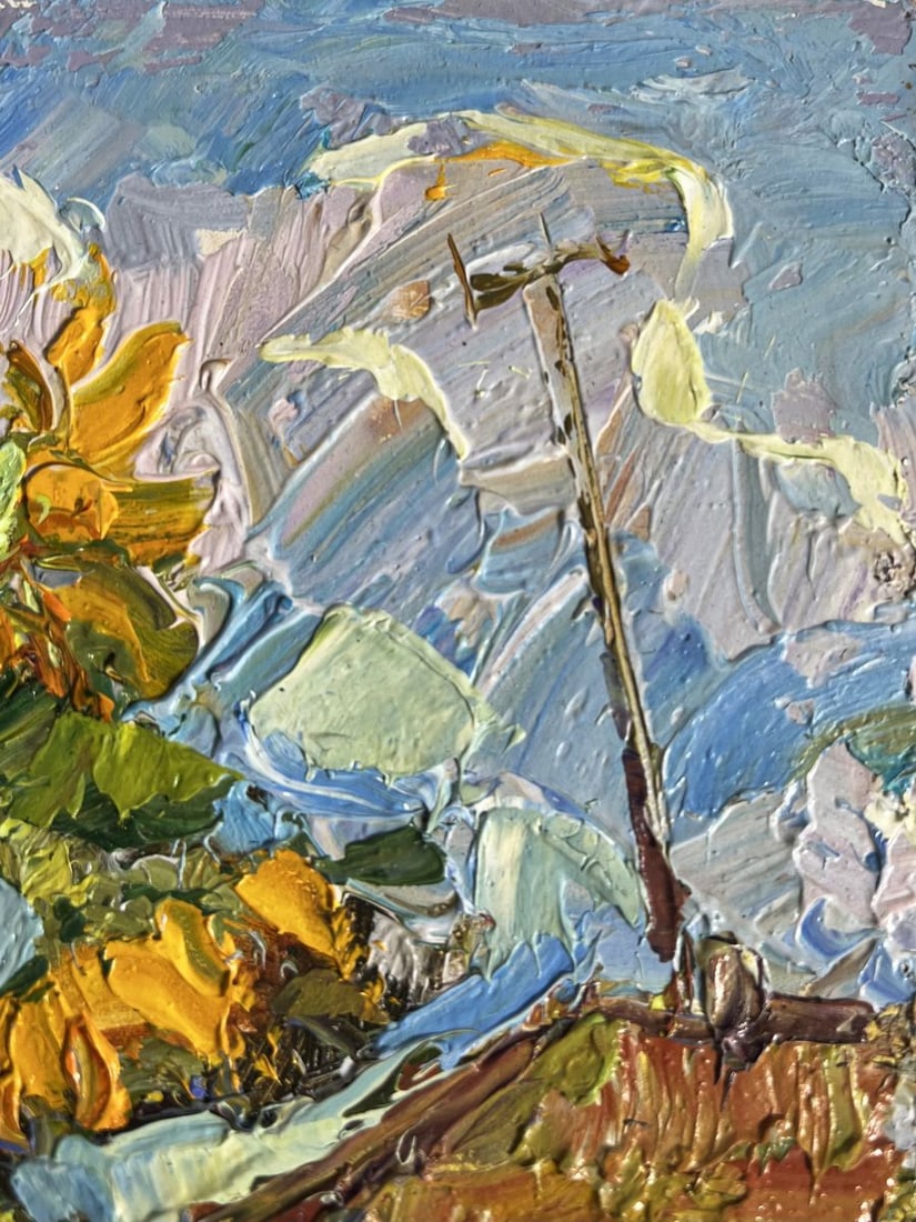 Oil painting Sunflowers near the house Oksana Kalenyuk - 5