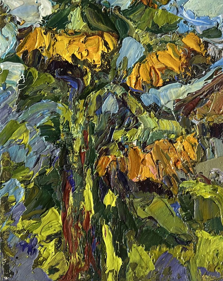 Oil painting Sunflowers near the house Oksana Kalenyuk - 6