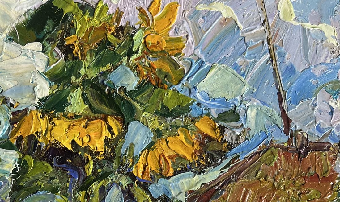Oil painting Sunflowers near the house Oksana Kalenyuk - 7